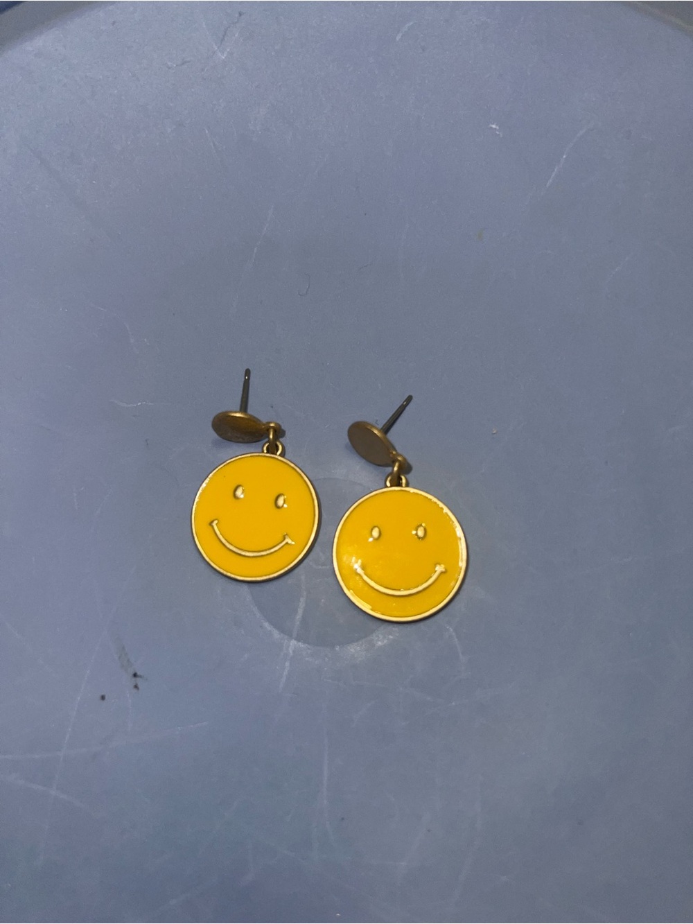 Yellow Smiley Face Drop Earrings